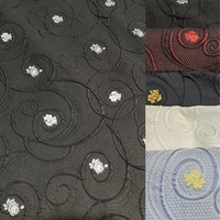 NAIS nouveau personnalisé 100% poly noir avec gris rouge marine tissé gaufré abstrait floral fil teint tissu jacquard pour robe
