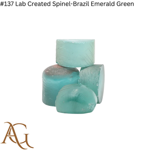Espinela Cultivada en Laboratorio # 137 Esferas de Espinela Sintética Creada en Laboratorio, Verde Esmeralda Brasileño, Azul, en Bruto, Simulada por Fusión de Llama - Product Image 2