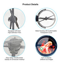 Ventilateur d'hologramme 3D professionnel de 42CM avec une luminosité de 1600 lentes-Affichage publicitaire holographique pour les environnements sombres