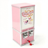 Distributeur de tatouages éphémères KV25 – Distributeur d'autocollants/cartes acceptant les pièces de monnaie – Rose et blanc – Modèle de comptoir/sur pied pour la vente au détail