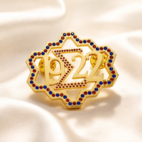 Broche personnalisée en strass plaqué or avec pierres rouges et bleues pour cadeau d'anniversaire, vente en gros, coffret cadeau en vrac