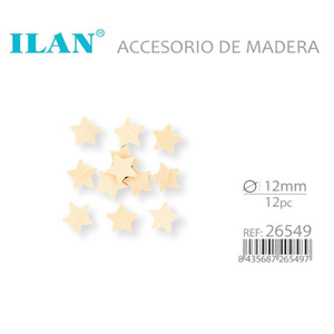 Accessorio in legno a forma di stella Ilan da 12 mm, 12 pezzi, per la creazione di decorazioni - Product Image 3