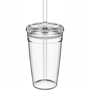 Mug à café en verre minimaliste et écologique de grande capacité avec poignée, paille et couvercle, idéal pour les cadeaux d'affaires - Product Image 1