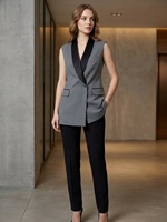 Gilet Blazer Sans Manches à Col Rabattu pour Femme, Style Décontracté et Professionnel, Idéal pour le Bureau et les Tenues de Travail