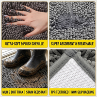 Tapis de sol en chenille épaisse de 3 cm, avec support antidérapant en TPR robuste, doux et durable pour la salle de bain, la cuisine, le salon et la zone des animaux domestiques