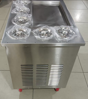 Plat plat de glace de rouleau thaïlandais commercial roulé instantané remuer la crème glacée plaque froide équipement de Machine de rouleau de crème glacée frite