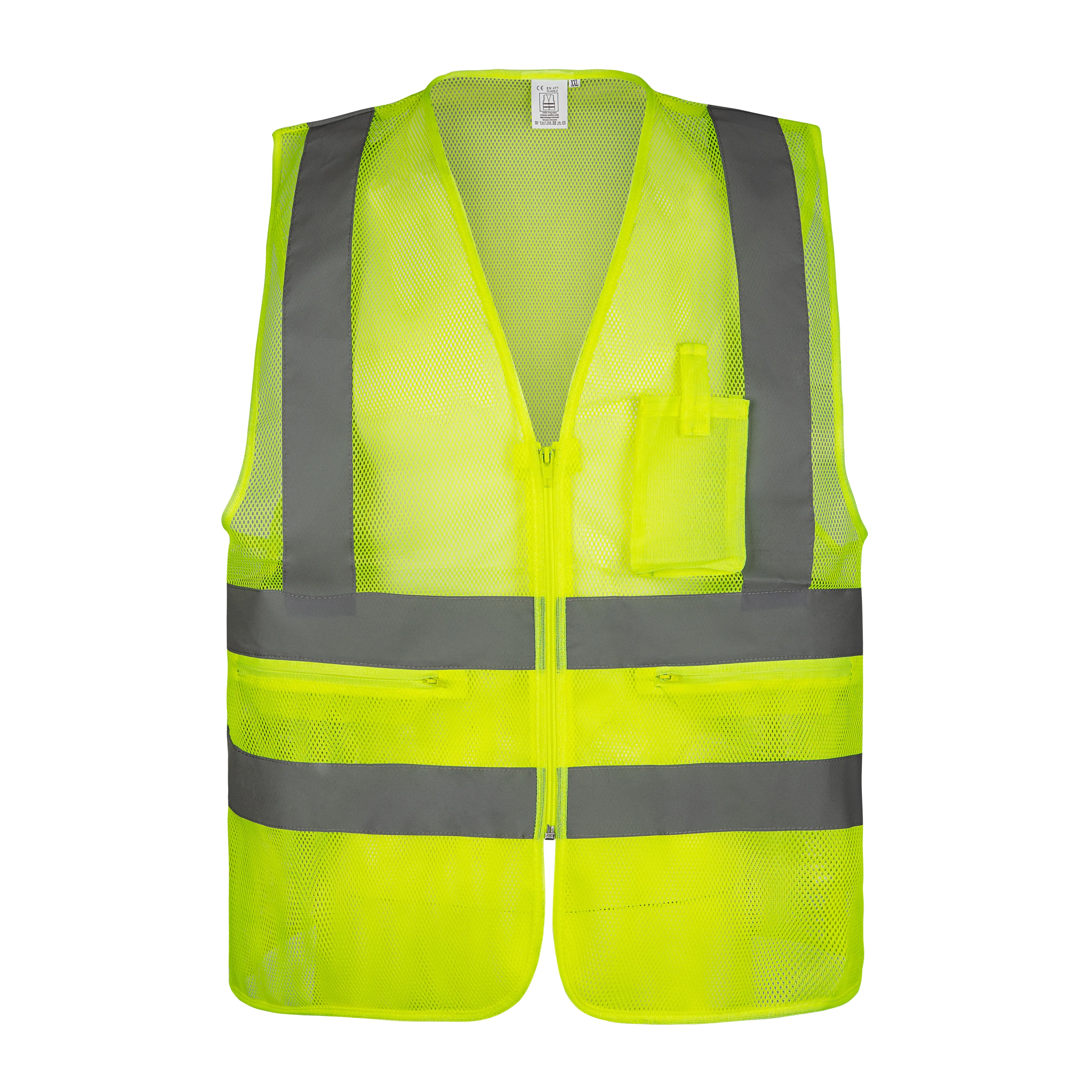 safety vest custom logo 120G polyester mesh multi pockets high visibility safety vest hi vis workwear for men korean markets