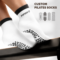 Chaussettes antidérapantes POPSOX pour Pilates, Barre, Ballet, Yoga, avec logo jacquard personnalisé, pour femmes, vente en gros, OEM, Calcetines