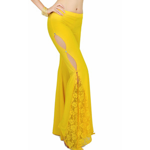 Pantaloni da Danza del Ventre da Donna con Spacco Laterale in Pizzo, Taglia Unica, Prezzo all'Ingrosso, Pantaloni a Zampa d'Elefante per Pratica e Performance - Product Image 1