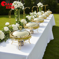 TIANXING Réchaud de buffet en acier inoxydable doré avec couvercle suspendu, alimentation à alcool, pour le Ramadan, équipement de restauration