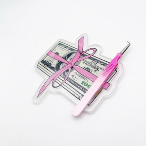 Dollar Design Acrylique Cils Tuile Acier Durable 90 Degrés Deux Tons Extension de Cils Pince à Épiler Logo Imprimé Personnalisé - Product Image 1