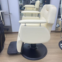 Meubles de salon de coiffure modernes de haute qualité chaise de rasage en cuir blanc chaise de salon de coiffure à rotation réglable