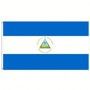 3x5Ft Nicaragua <b>Flag</b> Polyester With Two Brass Grommets Single Layer Wall Hanging Outdoor and Indoor Decor - Product Image 1