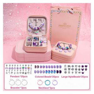 Luxury Women's Titanium Steel Bracelet Crystal Pendant Trendy Stainless Steel <b>Beaded</b> Bracelet Gift Set 66pcs Jewelry Making Toys - Product Image 5