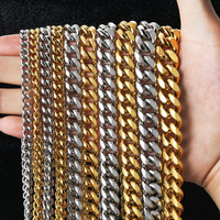 Chaîne cubaine INS tendance personnalisée 3mm 5mm 7mm 8mm, collier chaîne cubaine Miami pour homme, plaqué or 18 carats véritable PVD, bijoux fins