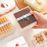Maßgefertigte Kekse Quadratische Plastik-Klarsichtbox Plastik-Tiramisu-Kuchenbehälter Dessertbox mit Deckel Snackle-Box-Ideen