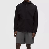 Survêtement coupe-vent personnalisé pour homme, léger, respirant, avec fermeture éclair intégrale, capuche, taille élastique, short doublé 2-en-1 pour le quotidien, style streetwear