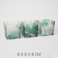 Pour centre de table de mariage, bocaux en verre vides personnalisés en vrac, bocaux de bougie givrés avec boîte, porte-bougie carré en verre pour lampe à thé