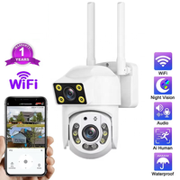 Caméra de sécurité domestique intelligente IP66 étanche pour l'extérieur à double objectif Tuya App Audio bidirectionnel Essai cloud gratuit de 30 jours
