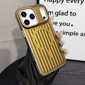 Funda Magnética Anti-Golpes de Doble Capa IMD Corrugada de Alta Gama, <span class=keywords><strong>TPU</strong></span>+TPE+PET, Anti-Huellas para iPhone 16 17 Pro Max - Product Image 1