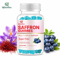 Qbioflex OEM/ODM Gummies au safran sans sucre saveur myrtille avec Garcinia Cambogia pour l'équilibre de l'humeur et le contrôle de l'appétit, 60 unités