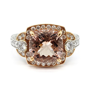 Hong Kong Vente en gros Nouveau style de design de mode 18 carats Solide Blanc et Or rose Véritable Diamant Unque Pierres précieuses Bagues de fiançailles pour les femmes - Product Image 1