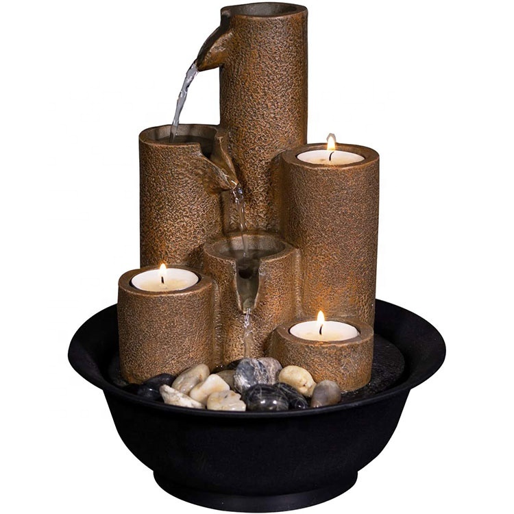 Tiered Column Table Top Fountain 11 Inches High Modern Design Tabletop Indoor Waterfall Fountains