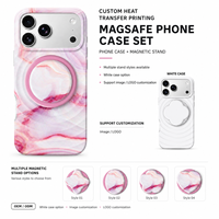 Étui de téléphone magnétique à motif marbré tourbillonnant avec support rond amovible, plaque arrière en TPU PC, service OEM personnalisé