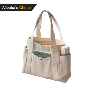 Logo personnalisé écologique toile coton sac fourre-tout avec fermeture à glissière recyclable durable plage Shopping sac à main-Vente en gros - Product Image 1