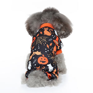 <span class=keywords><strong>Pijama</strong></span> de terciopelo ligero de lujo para Halloween, <span class=keywords><strong>disfraz</strong></span> de perro esqueleto para <span class=keywords><strong>gato</strong></span>, monos, ropa de poliéster para mascotas, estampado medio negro - Product Image 5