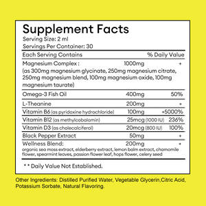 תיוג פרטי תבליט מתח מגנזיום נוזלי טיפות 1000 מ "ג עם אומגה 3 ו-l-theanine לחיזוק המערכת החיסונית - Product Image 2