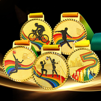 Échantillon gratuit OEM alliage de zinc vierge personnalisé Marathon Run médaille Sports métal basket-ball football médaille avec ruban
