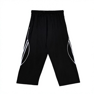2026 New Arrival Men's <b>Plus</b> <b>Size</b> <b>Black</b> Capri Pants High Waist Breathable Quick Dry Drawstring Waist Casual Summer Sports Wear - Product Image 1