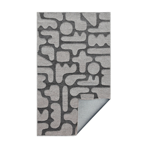 Modern Abstract Area Rug Rectangle Gray Polyester Tufted Low Pile Stain Resistant Rubber Backing Living Room Use - Product Image 6