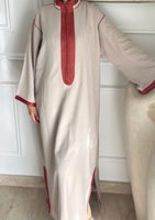 Robe Djellaba à col montant et garniture sur la plastron, Vêtements modestes pour femmes musulmanes, Jabador pour femmes, Abaya traditionnelle, Robe Kaftan