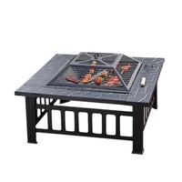 Dropshipping Fire Pit Table Square Metal Firepit Outdoor Wood Burning Large Steel Bonfire Pit for Patio Backyard Garden