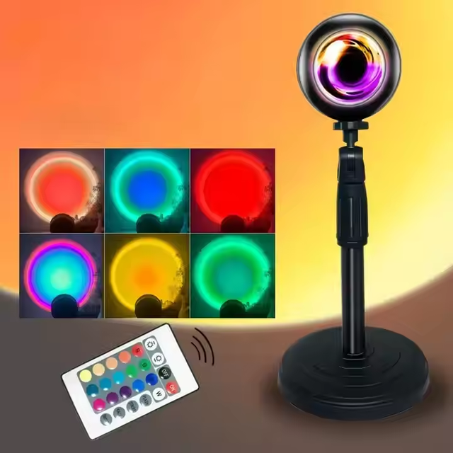 16 Colors Portable Studio Video Lighting RGB Live Stream Remote Control Photographic RGB Sunset Lamp LED Rainbow Sunrise Light
