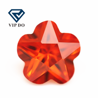 5A Kualitas 3*3mm-12*12Mm Oranye/Oranye Merah Mesin Potong Bunga Potongan Kubik Zirkonia Batu Permata Longgar Bunga Sintetis Bentuk Batu CZ