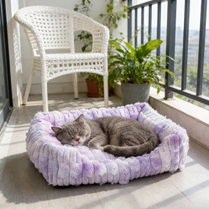 Tempat Tidur Hewan Peliharaan Bulu Kelinci Mewah, Hangat di Musim Dingin, Terbungkus Sepenuhnya, Sofa Anjing Kucing yang Nyaman, Bantal Lembut, Sarang Hangat untuk Hewan Peliharaan Indoor Kecil dan Sedang - Product Image 4