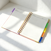 Carnet de notes personnalisé avec couverture florale, coins dorés, reliure spirale, non daté, pour étudiants et écoliers