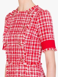 Signore di alta moda O collo a maniche corte doppio petto cortile tinto Tweed <span class=keywords><strong>Mini</strong></span> <span class=keywords><strong>abito</strong></span> corto da donna - Product Image 5