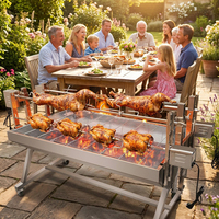 Grill Rotisserie Moderne 4 Moteurs Capacité 100kg Acier Inoxydable Écologique Machine à Rôtir Agneau Entier Cochon Barbecue 12