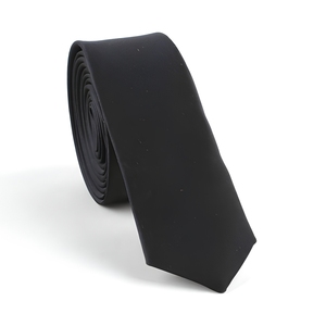 Nuova Cravatta Sottile Personalizzata in Puro Poliestere Nero con Punta Piatta per Uomo e Donna - Product Image 3