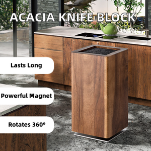 <span class=keywords><strong>Porte</strong></span>-<span class=keywords><strong>couteau</strong></span> magnétique en <span class=keywords><strong>bois</strong></span> d'acacia de qualité supérieure ensemble de blocs en <span class=keywords><strong>bois</strong></span> forts rotatifs à 360 degrés pour couteaux de cuisine - Product Image 4