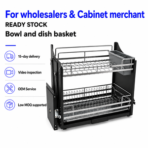 Made of Iron Kitchen Lift System Pull Down Basket for Upper Cabinet Space Saving <strong>Dish</strong> Drying <strong>Rack</strong> Pantry Storage Organizer - Product Image 1
