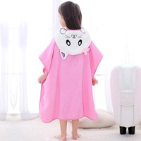 MICHLEY 100% Cotton Knitted Quick-Dry Hooded Bath Robe Kids Cartoon Pattern Soft Absorbent Baby Towel Bathroom Bedroom