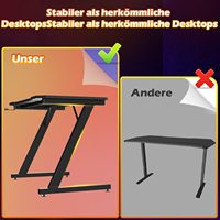 Mesa de juegos en forma de Z moderna madera Metal luces ajustables Led Rgb Pc juego hogar Oficina ordenador escritorio mesa de juegos para juegos