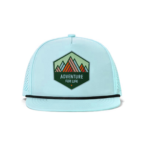 Mode OEM ODM Chapeau à trou découpé au laser à bord plat résistant à l'eau Patch en cuir personnalisé Casquette de golf à séchage rapide avec corde - Product Image 2