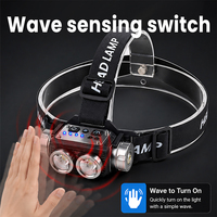Lampu Kepala Sensor Gerak LED Ultra Terang 800 Lumens Dual LED Cahaya Putih Merah Tahan Air IPX4 Dapat Diputar 90 Derajat untuk Berkemah di Luar Ruangan.