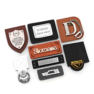 Bolso Jeans Ropa imitación cuero logotipo etiqueta personalizada PU Metal cuero parche para sombreros ropa jeans bolsa Ropa Denim - Product Image 2